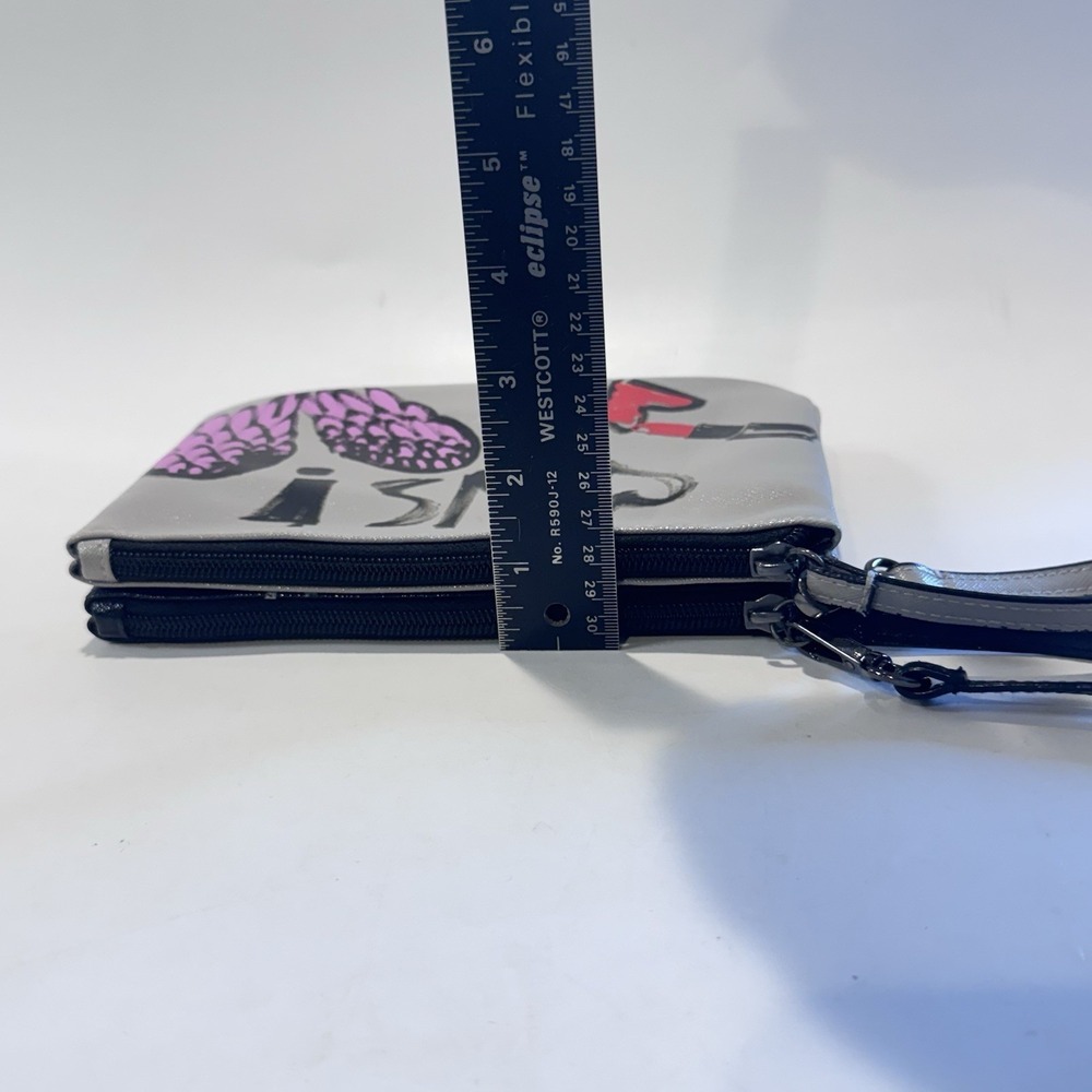 Victoria's Secret Zipper Wristlet Make up Cosmetic Bag (2) Gray & Black Graphics - Picture 14 of 14
